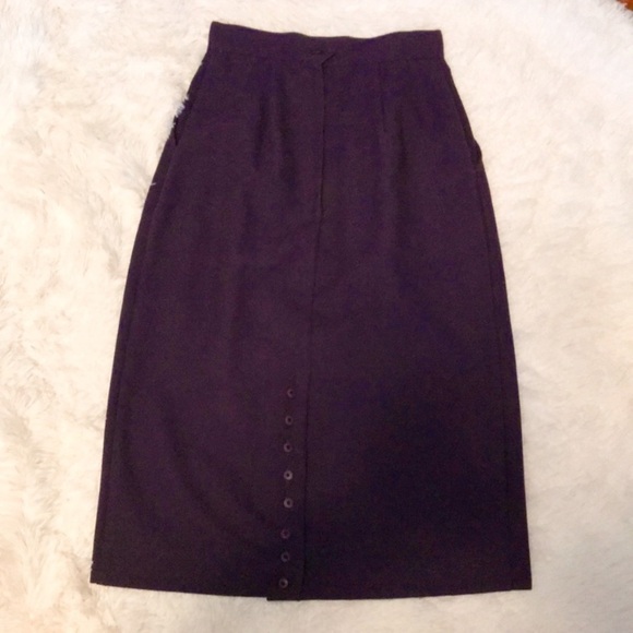 Dark Purple Vintage Wool Skirt - Picture 3 of 8